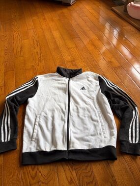 adidas Black and White Hooded Track Jacket